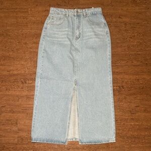 Stylish Light Blue Denim Maxi Skirt